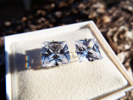 Zircon Earrings Studs Gemstone Stone Diamond Handmade Silver Stainless Steel Jewelry