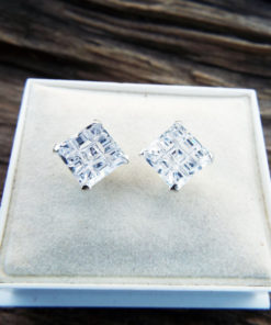 Zircon Earrings Studs Silver Gemstone Sterling 925 Stone Diamond Handmade Jewelry