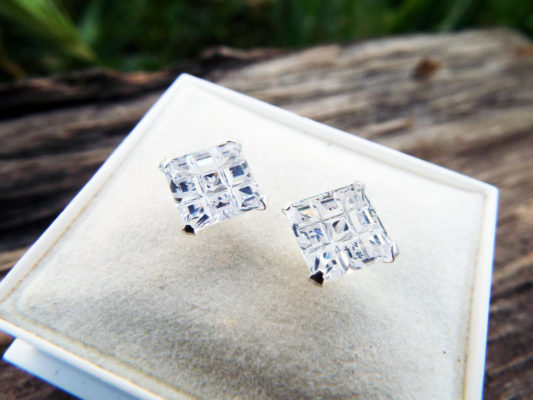 Zircon Earrings Studs Silver Gemstone Sterling 925 Stone Diamond Handmade Jewelry