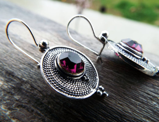 Amethyst Earrings Silver Drop Dangle Gemstone Handmade Sterling 925 Purple Gothic Dark Jewelry