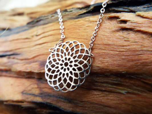 Flower of Life Seed of Life Pendant Rose Gold Handmade Protection Stainless Steel Ancient Symbol Necklace Jewelry Floral Boho