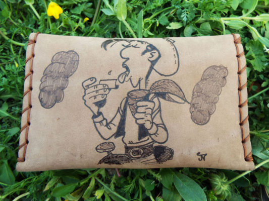 Lucky Luke Tobacco Pouch Leather Case Handmade Genuine Leather Smoking Rolling Hand Painted Cigarettes Pocket