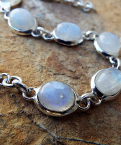 Moonstone Bracelet Silver Cuff Dangle Chain Sterling 925 Handmade Gemstone Gothic Dark Antique Vintage Jewelry