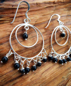 Onyx Earrings Silver Drop Dangle Gemstone Black Sterling 925 Handmade Jewelry Gothic Dark Antique Vintage