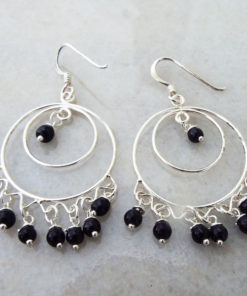 Onyx Earrings Silver Drop Dangle Gemstone Black Sterling 925 Handmade Jewelry Gothic Dark Antique Vintage