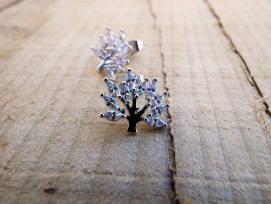 Tree of Life Earrings Studs Silver Celtic Tree Symbol Sterling 925 Zircon Handmade Jewelry Nature