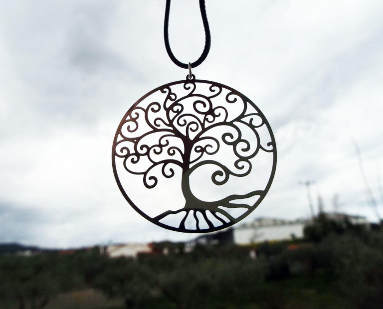 Tree of Life Pendant Silver Necklace Handmade Gustav Klimt Stainless Steel Tree Gothic Dark Jewelry Symbol
