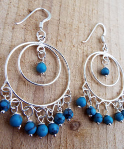 Turquoise Earrings Drop Dangle Blue Gemstone Silver Protection Handmade Sterling 925 Jewelry Boho
