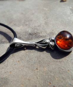 Amber Pendant Silver Gemstone Necklace Sterling 925 Handmade Gothic Antique Vintage Jewelry Protection