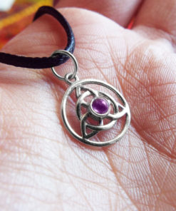 Amethyst Triquetra Pendant Silver Handmade Necklace Sterling 925 Gemstone Celtic Symbol Gothic Dark Jewelry