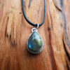 Labradorite Pendant Silver Handmade Gemstone Necklace Sterling 925 Drop Stone Tear Gothic Dark Antique Vintage Jewelry