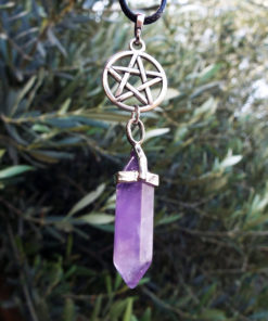 Pendulum Amethyst Pendant Pentagram Star Gemstone Pointer Silver Necklace Handmade Jewelry