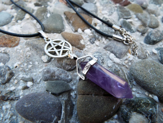 Pendulum Amethyst Pendant Pentagram Star Gemstone Pointer Silver Necklace Handmade Jewelry