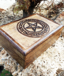 Pentagram Box Star Wiccan Magic Witch Gothic Handmade Mango Tree Wood Carved Floral Eco Friendly Ritual Dark Trinket Chest