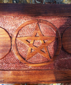 Pentagram Triple Moon Goddess Box Wooden Jewelry Handmade Carved Home Decor Trinket Gothic Wiccan Magic Pagan Treasure Chest