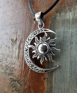 Sun and Moon Pendant Silver Handmade Necklace Sterling 925 Symbol Luna Jewelry