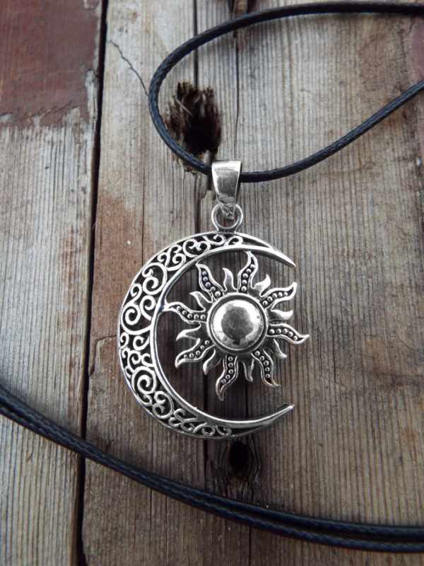 Sun and Moon Pendant Silver Handmade Necklace Sterling 925 Symbol Luna Jewelry