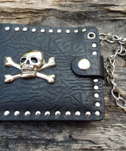 Wallet Purse Vegan Leather Handmade Skull Symbol Gothic Dark Chain Pouch Case Cruelty Free