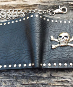 Wallet Purse Vegan Leather Handmade Skull Symbol Gothic Dark Chain Pouch Case Cruelty Free