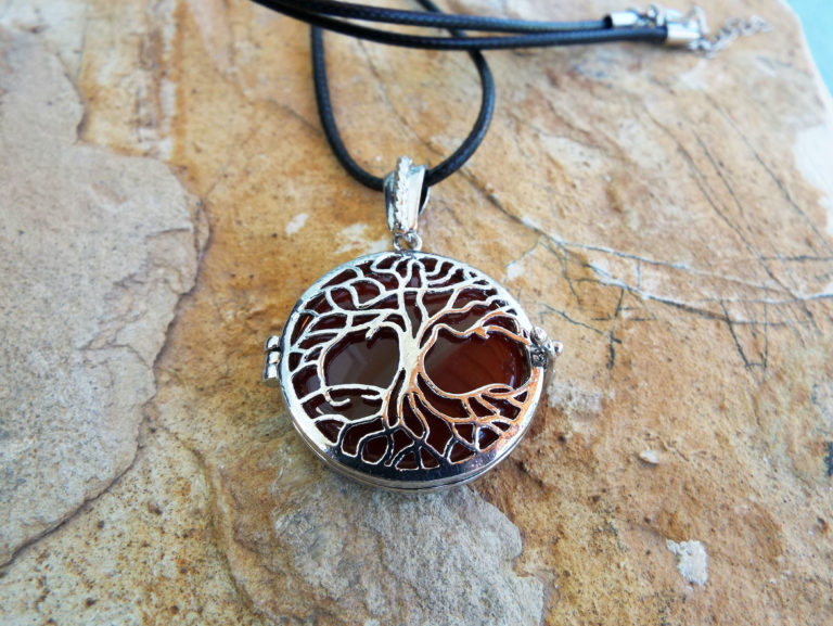Carnelian Locket Pendant Tree of Life Silver Handmade Necklace Gemstone ...