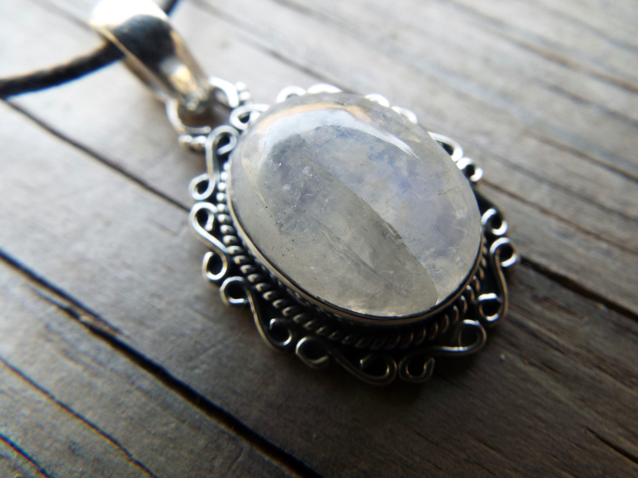 Sterling Silver Moonstone Pendant Handmade Gemstone Jewelry