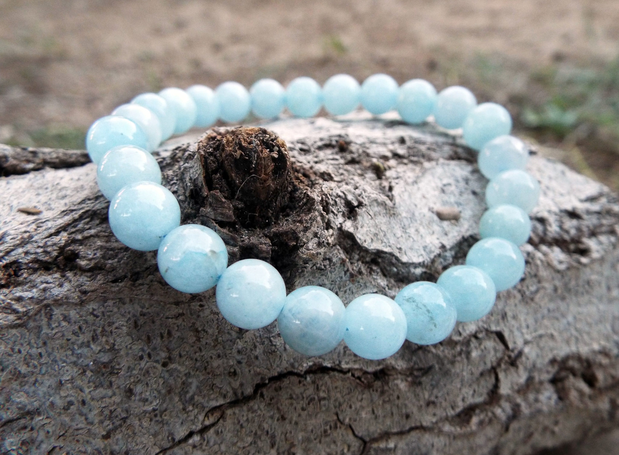 Aquamarine Bracelet Beaded Handmade Gemstone Jewelry